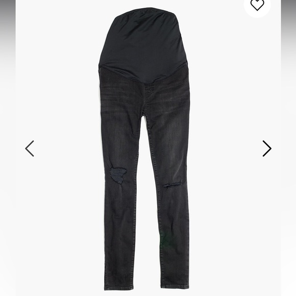 Madewell Maternity Skinny Jeans Over-the-Belly Distressed Black Denim - Picture 4 of 10